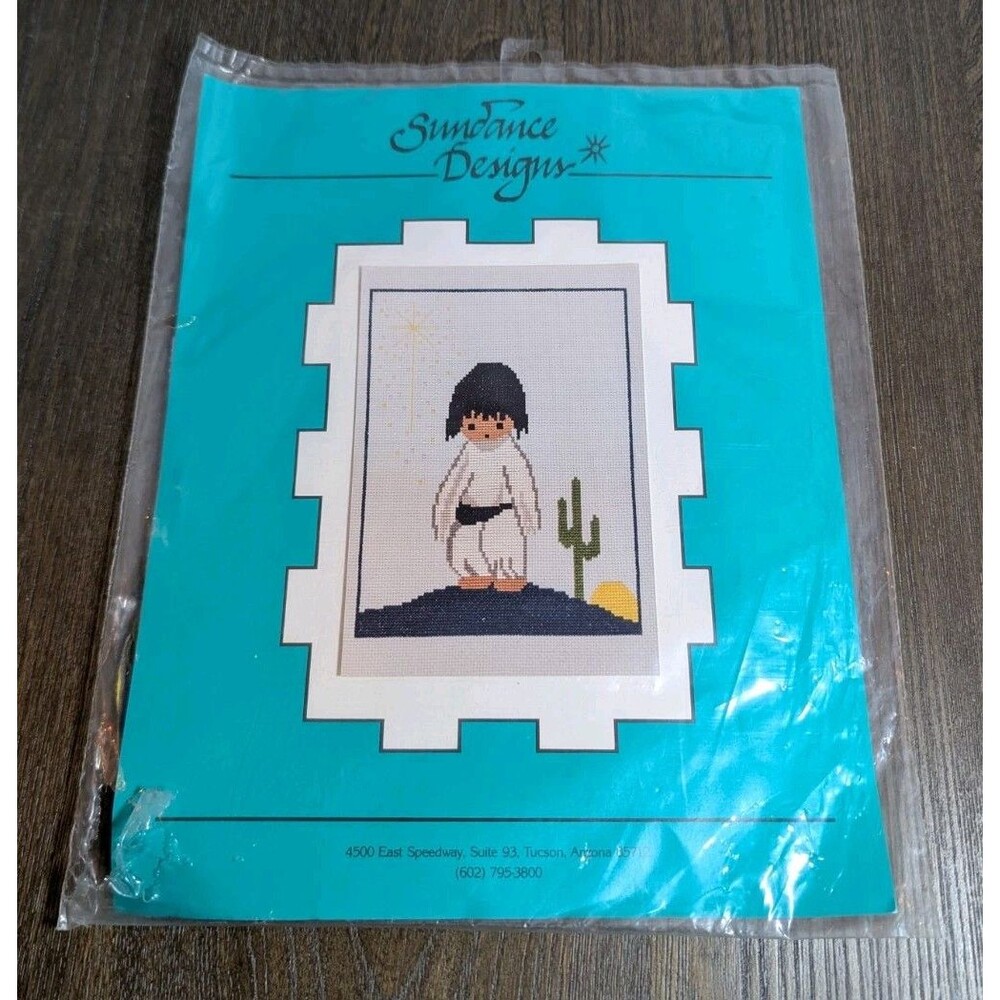 VTG DeGrazia Blue Boy Counted Cross Stitch Kit Sundance Designs Southwestern